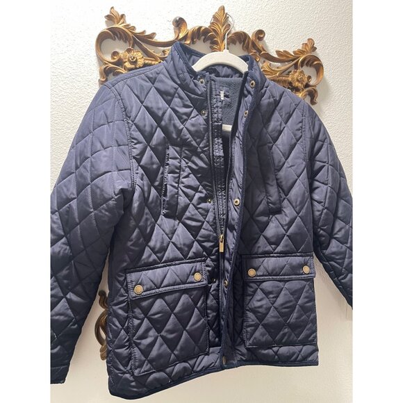 Mango Navy Quilted Fleece Lined Jacket, Boys size 11-12